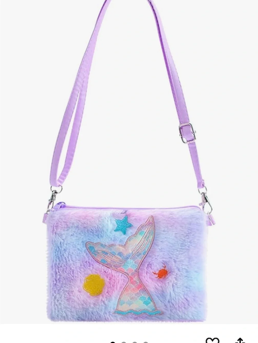 Plush Mermaid Tail Crossbody Bag - Lavender 057